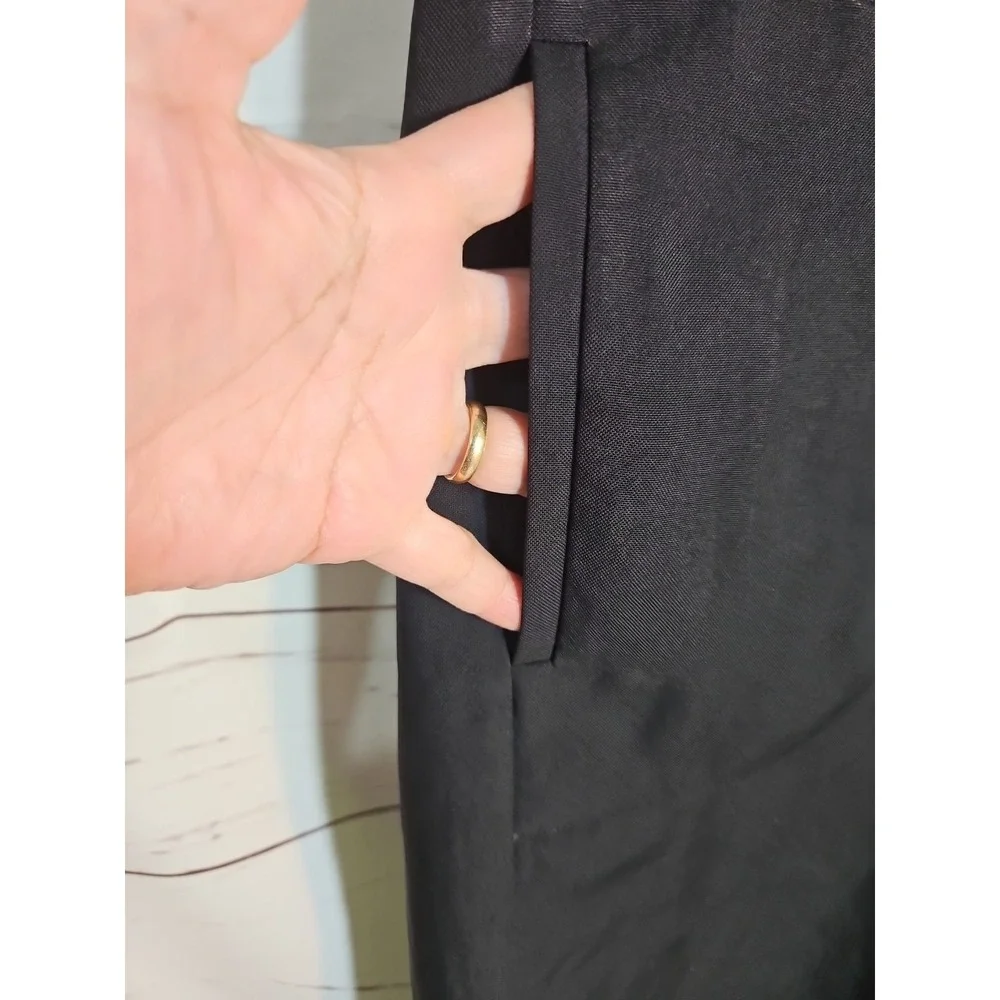 Vince Women Black V-Neck Cap Sleeve Shift‎ Dress with Pockets XS V3450-50675